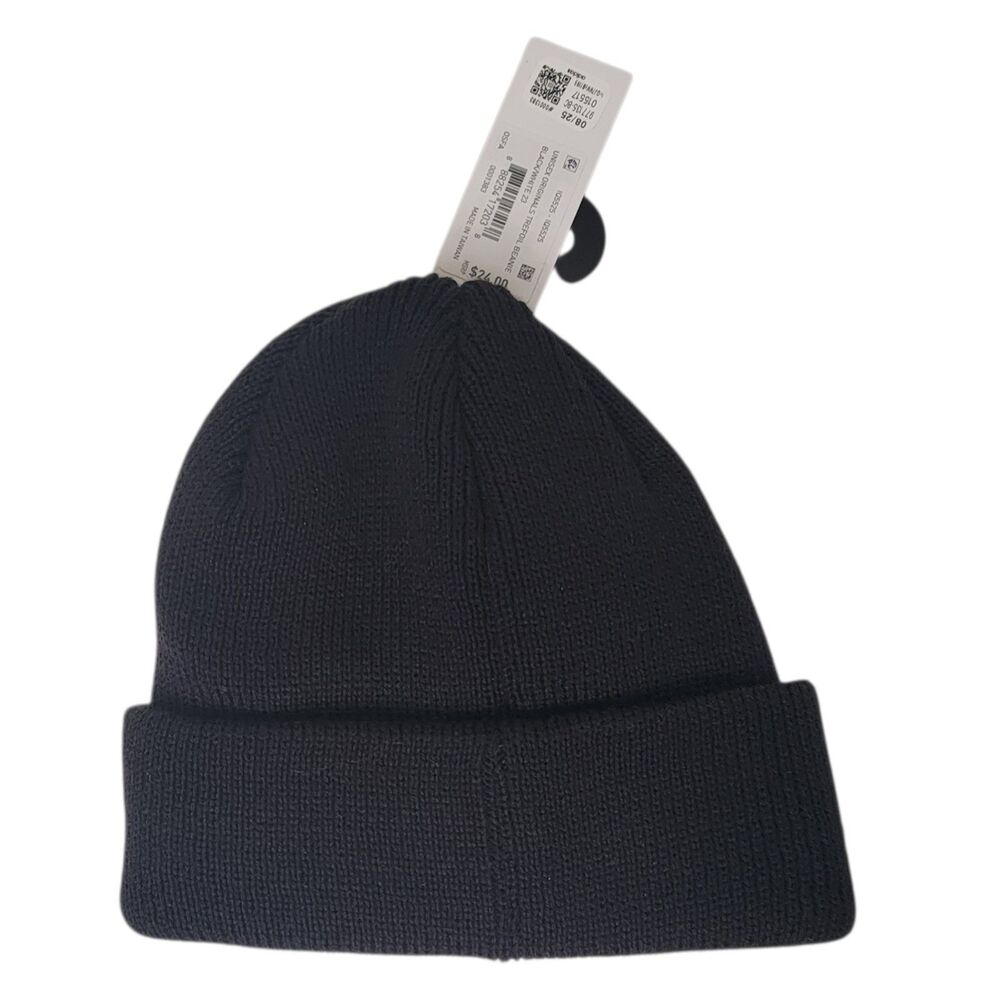 NWT Adidas Men's Beanie OS Black Hat White Logo Winter Cap Outdoors Ski Skater - Picture 3 of 9